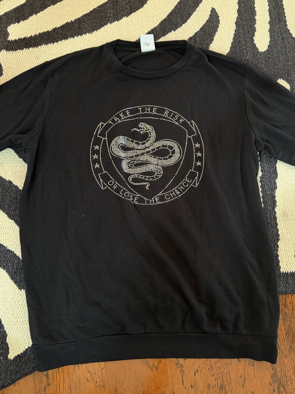 ZARA SWAROVSKI 🚨 Black Reptile-Themed Sweatshirt with Snake Graphic - Brand: